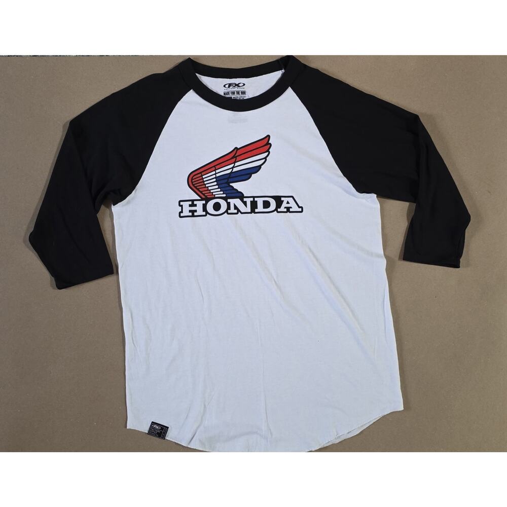 HONDA VINTAGE MEN'S BASEBALL SHIRT / WHITE-BLACK XL Racing Factory Effex
